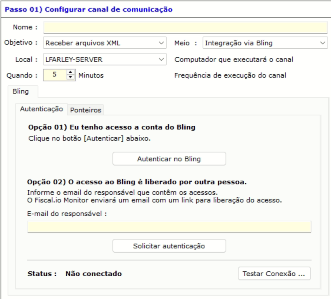 Tela do canal Bling no Fiscal.io Monitor
