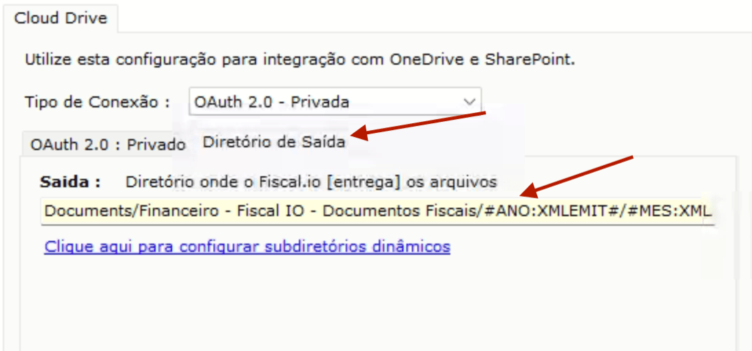 Diretório de Saída com pastas dinâmicas