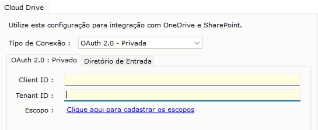 OAuth Privada no canal de envio