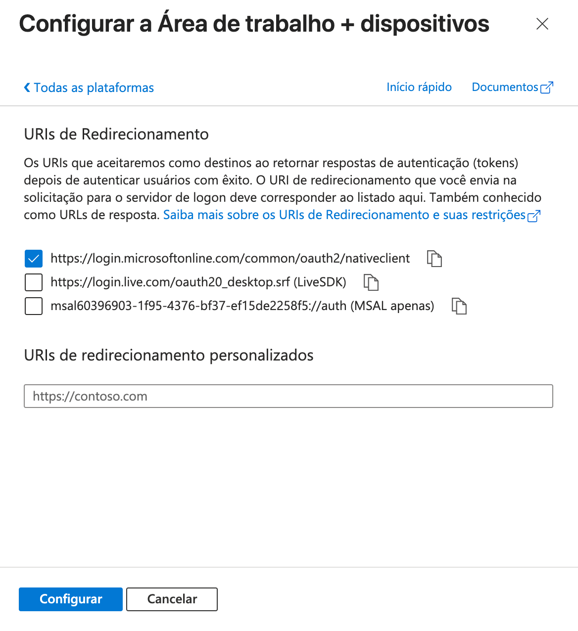 URI nativeclient marcada
