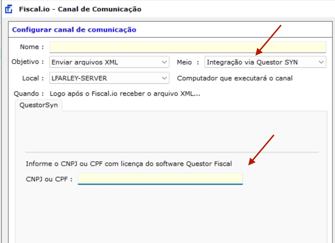 Tela do canal Questor Sync no Fiscal.io Monitor